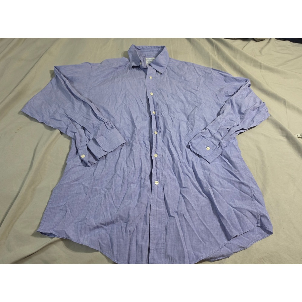 Brooks Brothers Makers Mens 15.5-3 Blue Relaxed Fit Cotton Button Down Shirt USA